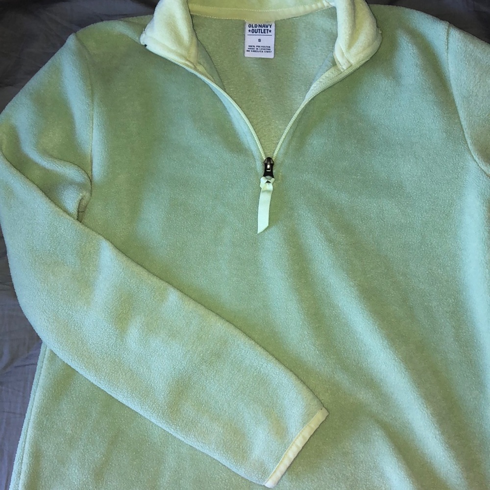 light green zip up sweatshirt
